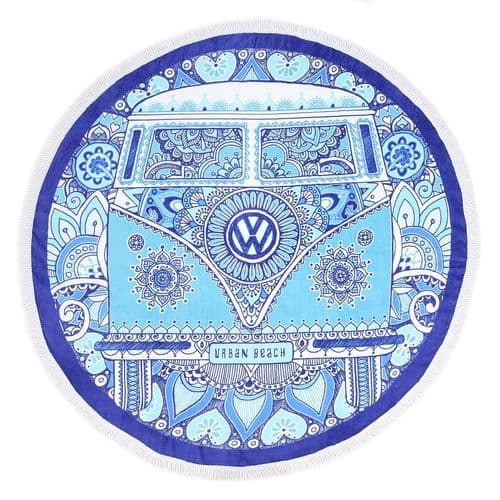 VW Campervan Round Beach Towel - Peace & Love