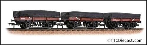 Bachmann 33-091 5 Plank China Clay 3-Wagon Pack BR Bauxite (Early) With Covers, OO Gauge