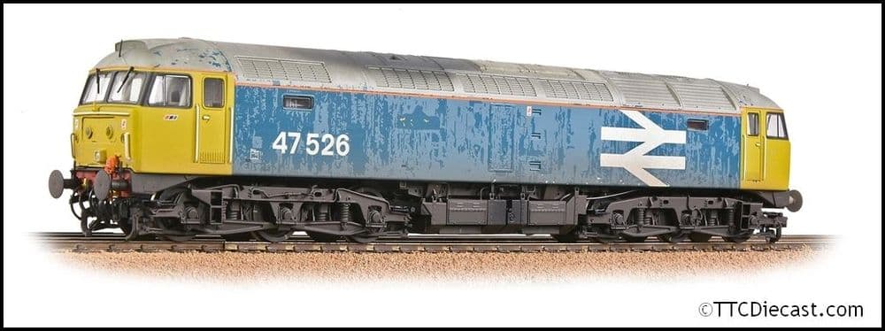 Bachmann 35-421 Class 47/4 47526 BR Blue (Large Logo) [Weathered], OO Gauge