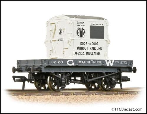 Bachmann 37-480 1 Plank Wagon GWR Grey With 'GWR' AF Container, OO Gauge