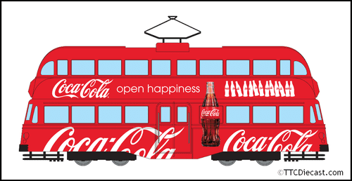 Corgi CC43515 Coca Cola Double Decker Tram, Open Happiness, 1/76 Scale