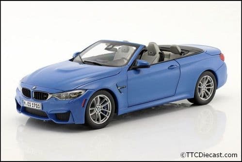 Dealer model BMW 2339612 - BMW M4 (F83) Yas Marina Blue -  1:18 Scale