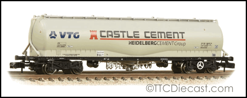 Farish 377-676B 100 Tonne JPA Cement Wagon VTG 'Castle Cement' Grey,  N Gauge