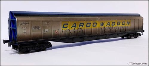 HELJAN 5029 Cargowaggon IWB Bogie Van Silver/Blue, (Weathered) OO Gauge