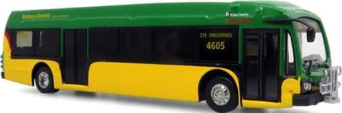 Iconic Replicas 870245 Proterra ZX5 Electric Transit Bus 2021 Seattle King County Transit 1:87 Scale